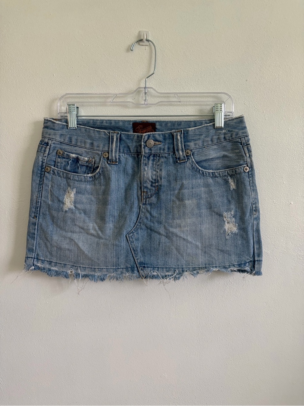 Aeropostale Y2K Light Blue Distressed Denim Mini Skirt